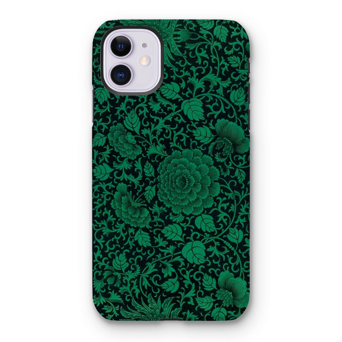 Casezest Mobile Phone Case for iPhone 11 / Gloss Black Green Floral Design