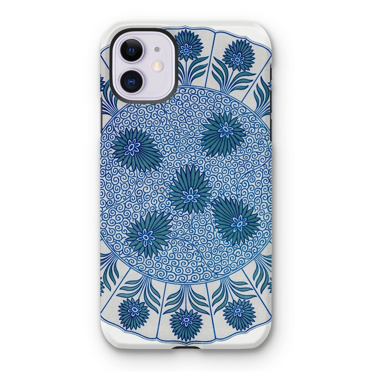 Casezest Mobile Phone Case for iPhone 11 / Gloss Circular Blue Botanical Design