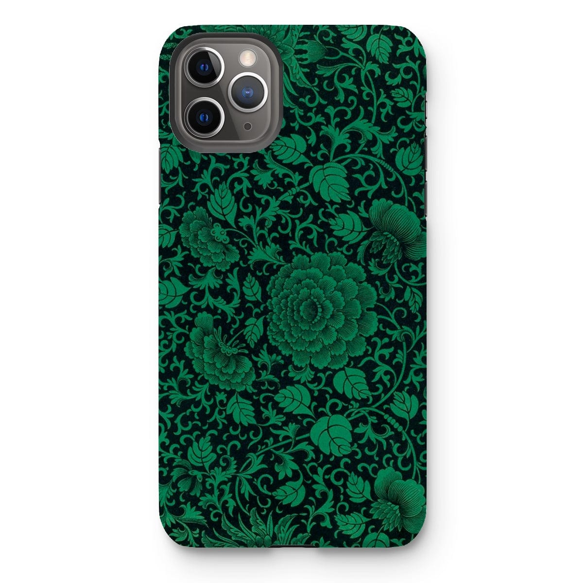 Casezest Mobile Phone Case for iPhone 11 Pro Max / Gloss Black Green Floral Design