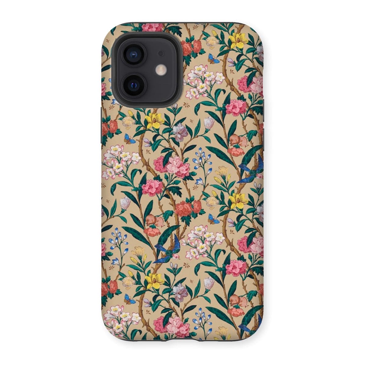 Casezest Mobile Phone Case for iPhone 12 / Gloss Birds and Butterflies Floral Design