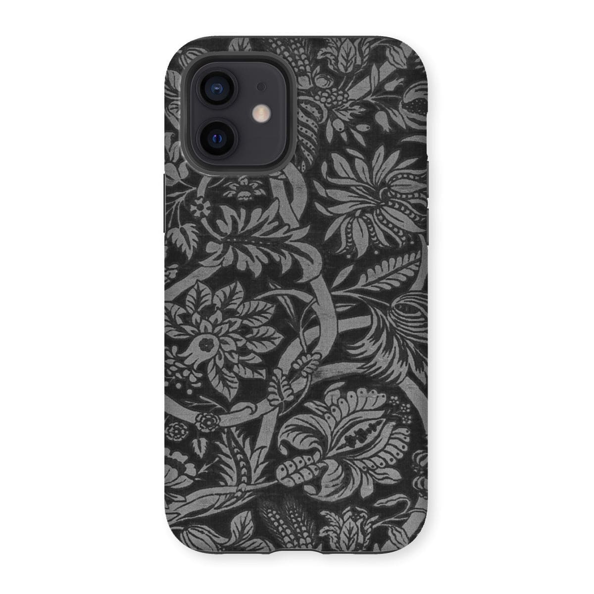 Casezest Mobile Phone Case for iPhone 12 / Gloss Black Floral Design