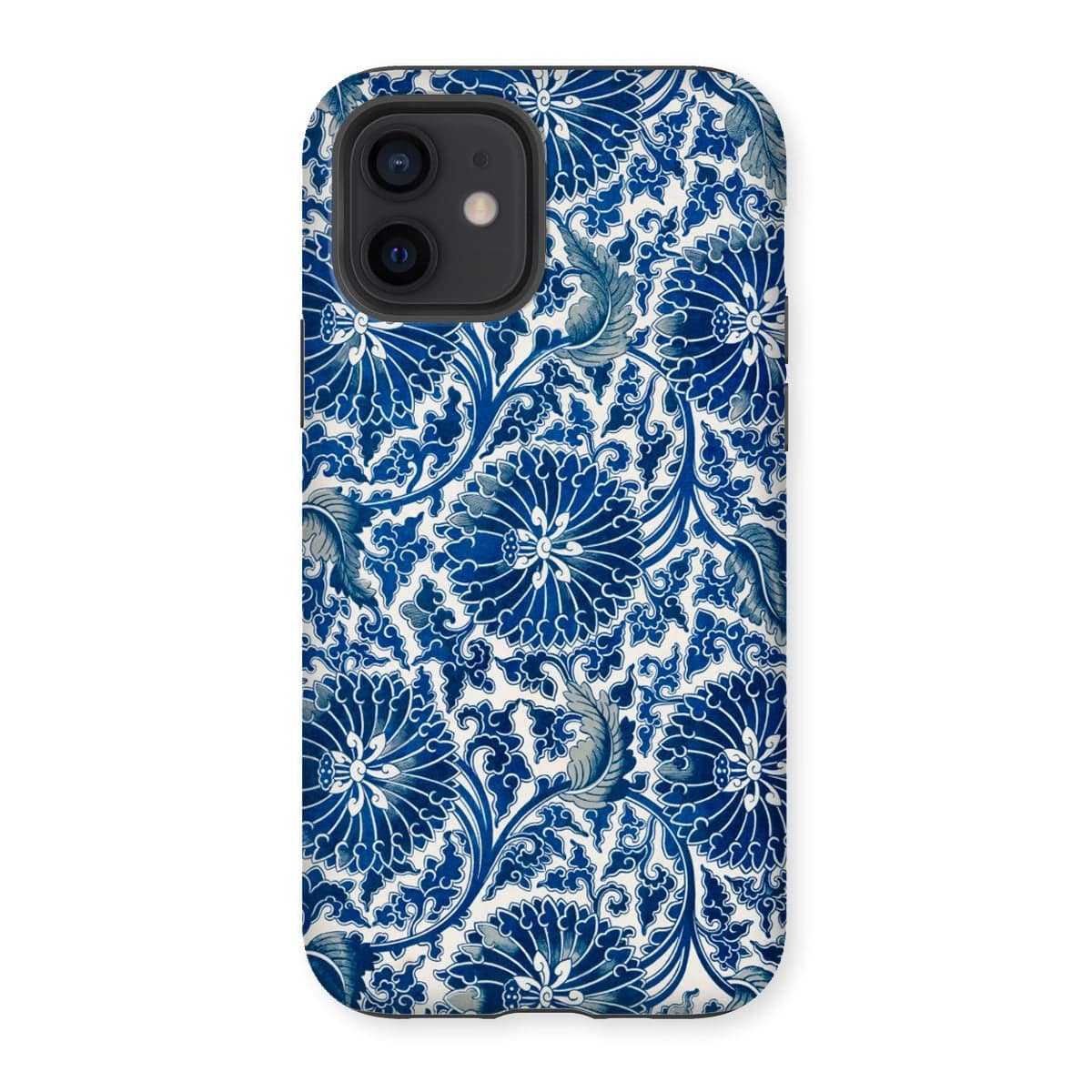 Casezest Mobile Phone Case for iPhone 12 / Gloss Blue Ornamental Floral Design