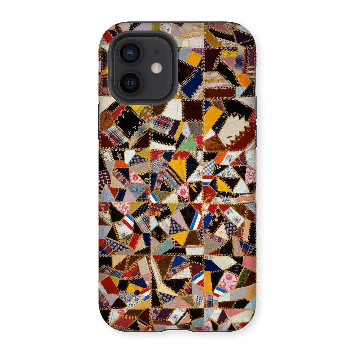 Casezest Mobile Phone Case for iPhone 12 / Gloss Crazy Pattern Quilt Design