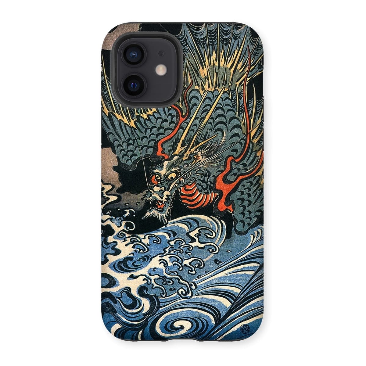 Casezest Mobile Phone Case for iPhone 12 / Gloss Dragon Over Waves Design