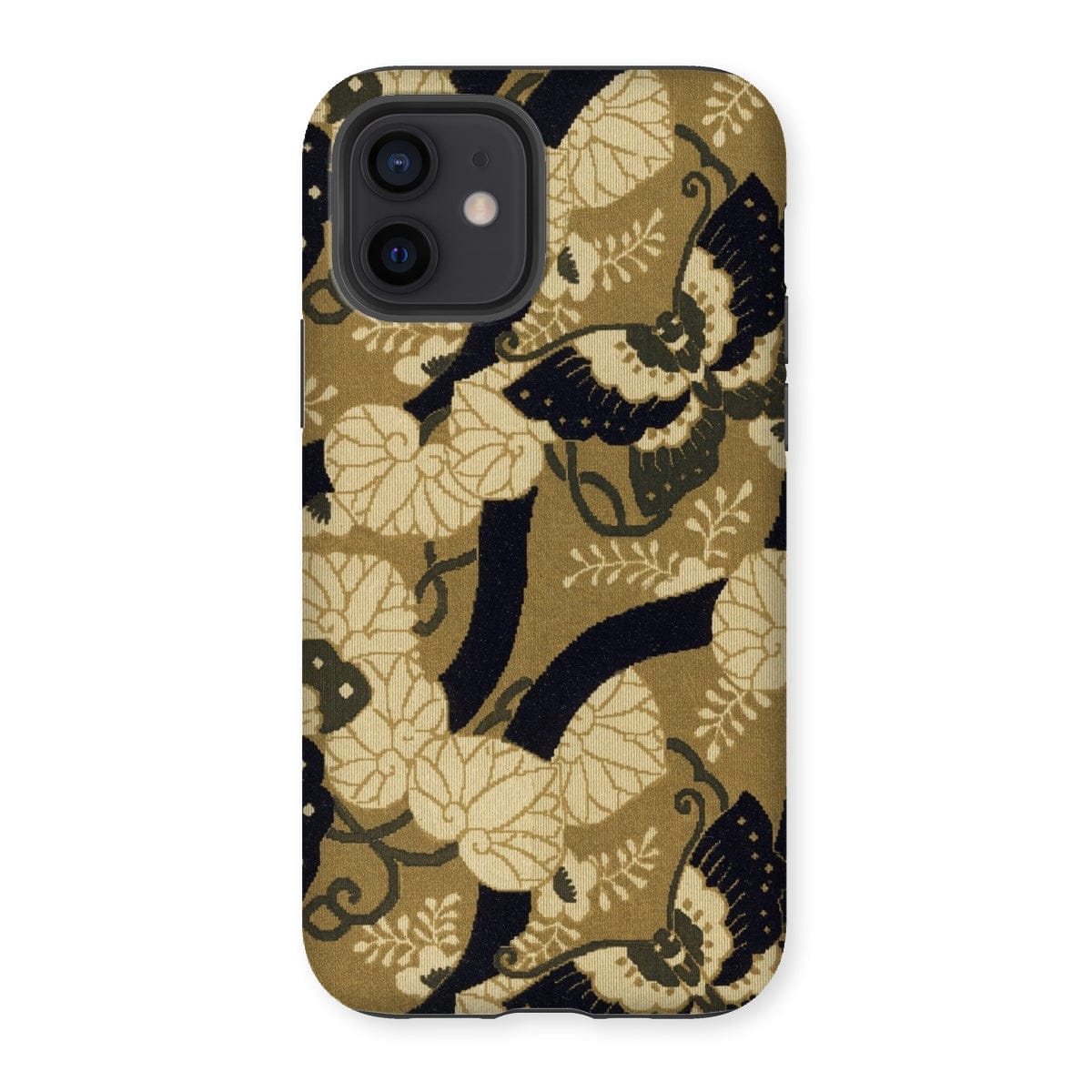 Casezest Mobile Phone Case for iPhone 12 / Gloss Japanese Butterfly Textile Design