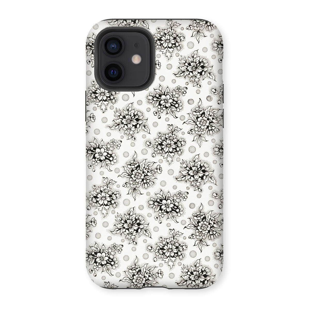 Casezest Mobile Phone Case for iPhone 12 / Gloss Monochrome Floral Design