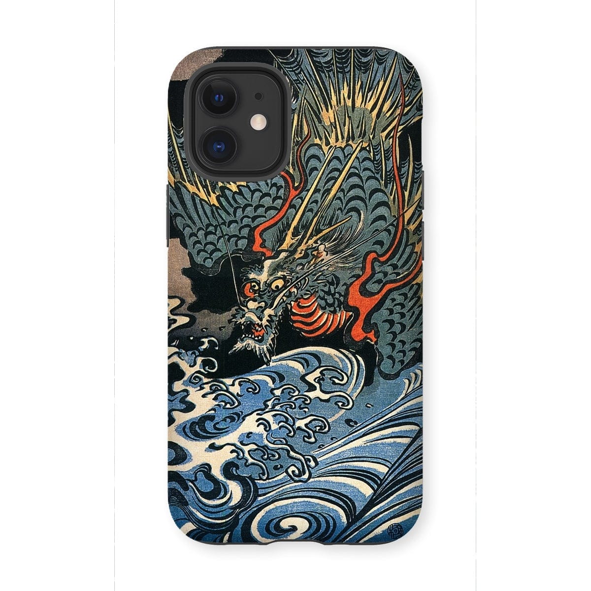 Casezest Mobile Phone Case for iPhone 12 Mini / Gloss Dragon Over Waves Design