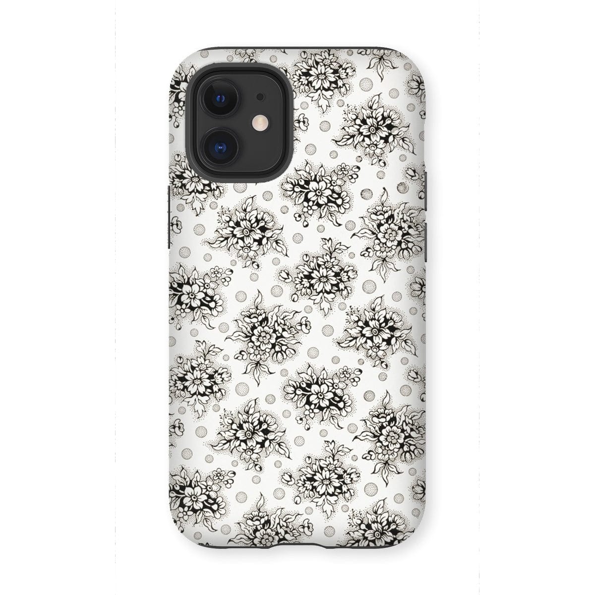 Casezest Mobile Phone Case for iPhone 12 Mini / Gloss Monochrome Floral Design