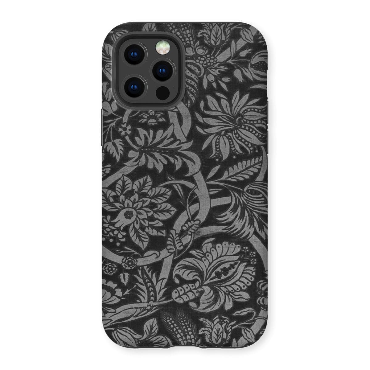 Casezest Mobile Phone Case for iPhone 12 Pro / Gloss Black Floral Design