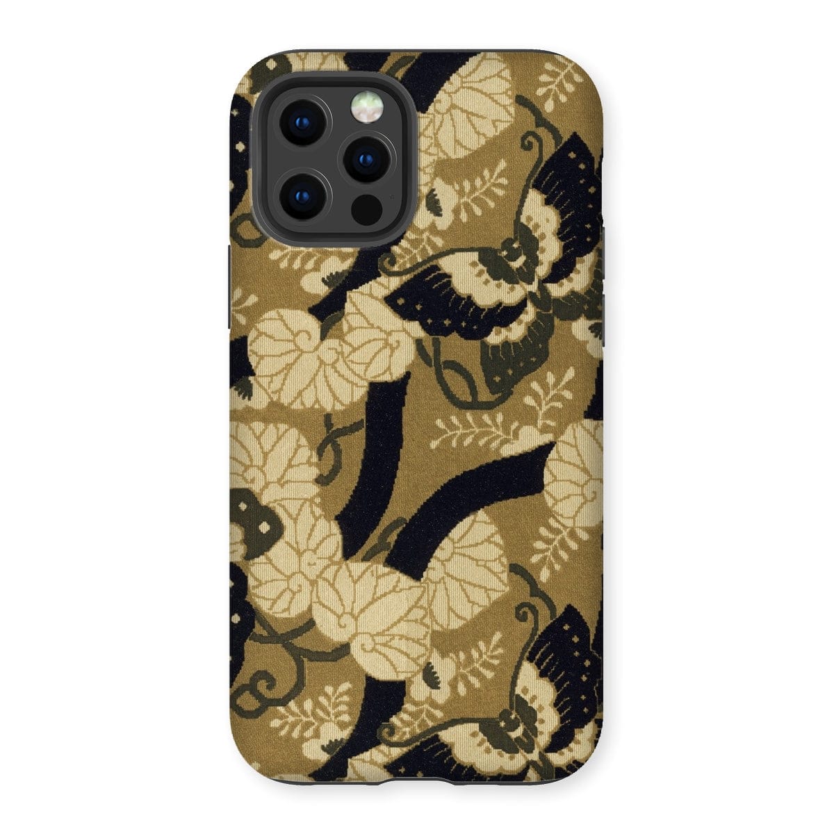 Casezest Mobile Phone Case for iPhone 12 Pro / Gloss Japanese Butterfly Textile Design