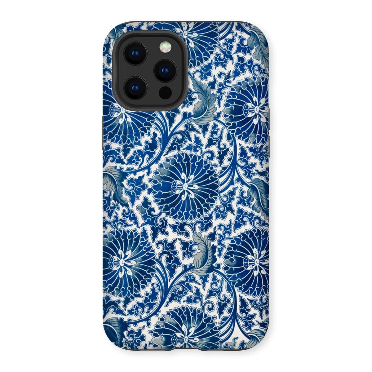 Casezest Mobile Phone Case for iPhone 12 Pro Max / Gloss Blue Ornamental Floral Design