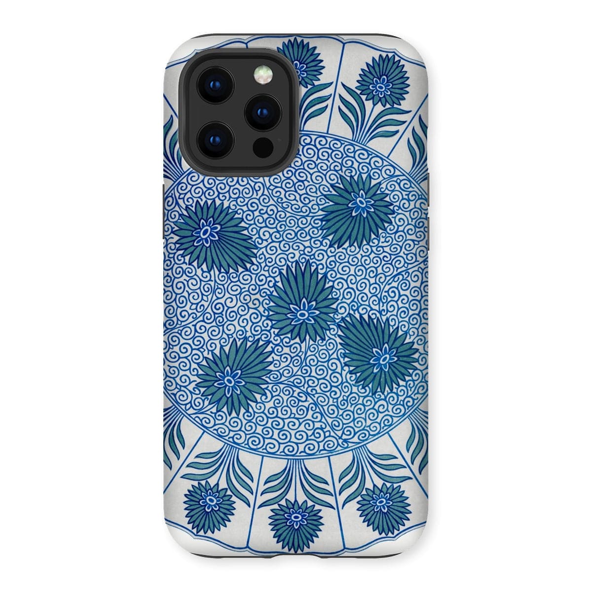 Casezest Mobile Phone Case for iPhone 12 Pro Max / Gloss Circular Blue Botanical Design