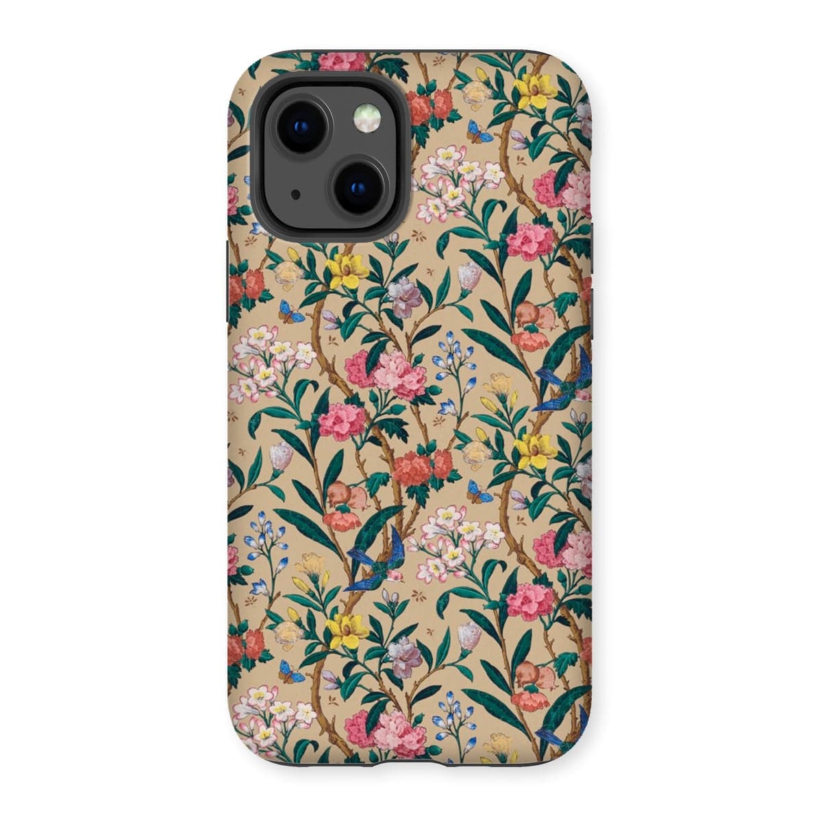 Casezest Mobile Phone Case for iPhone 13 / Gloss Birds and Butterflies Floral Design