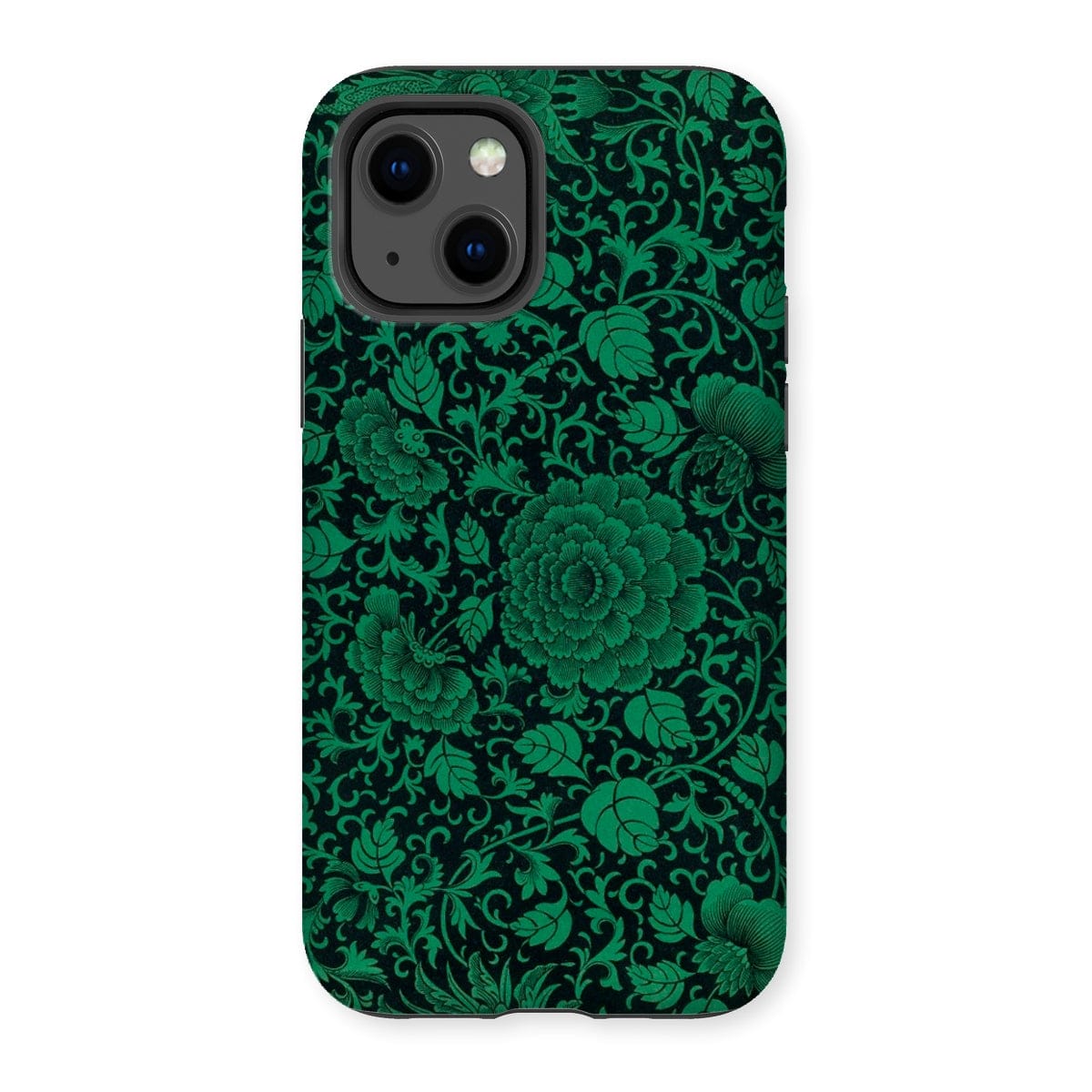 Casezest Mobile Phone Case for iPhone 13 / Gloss Black Green Floral Design