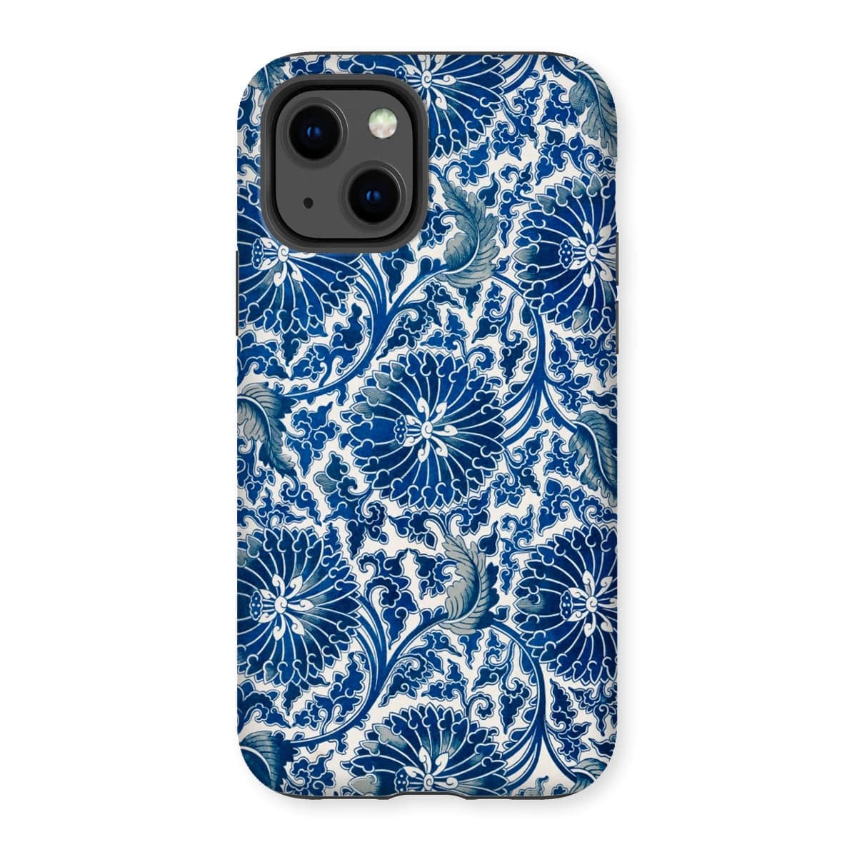 Casezest Mobile Phone Case for iPhone 13 / Gloss Blue Ornamental Floral Design