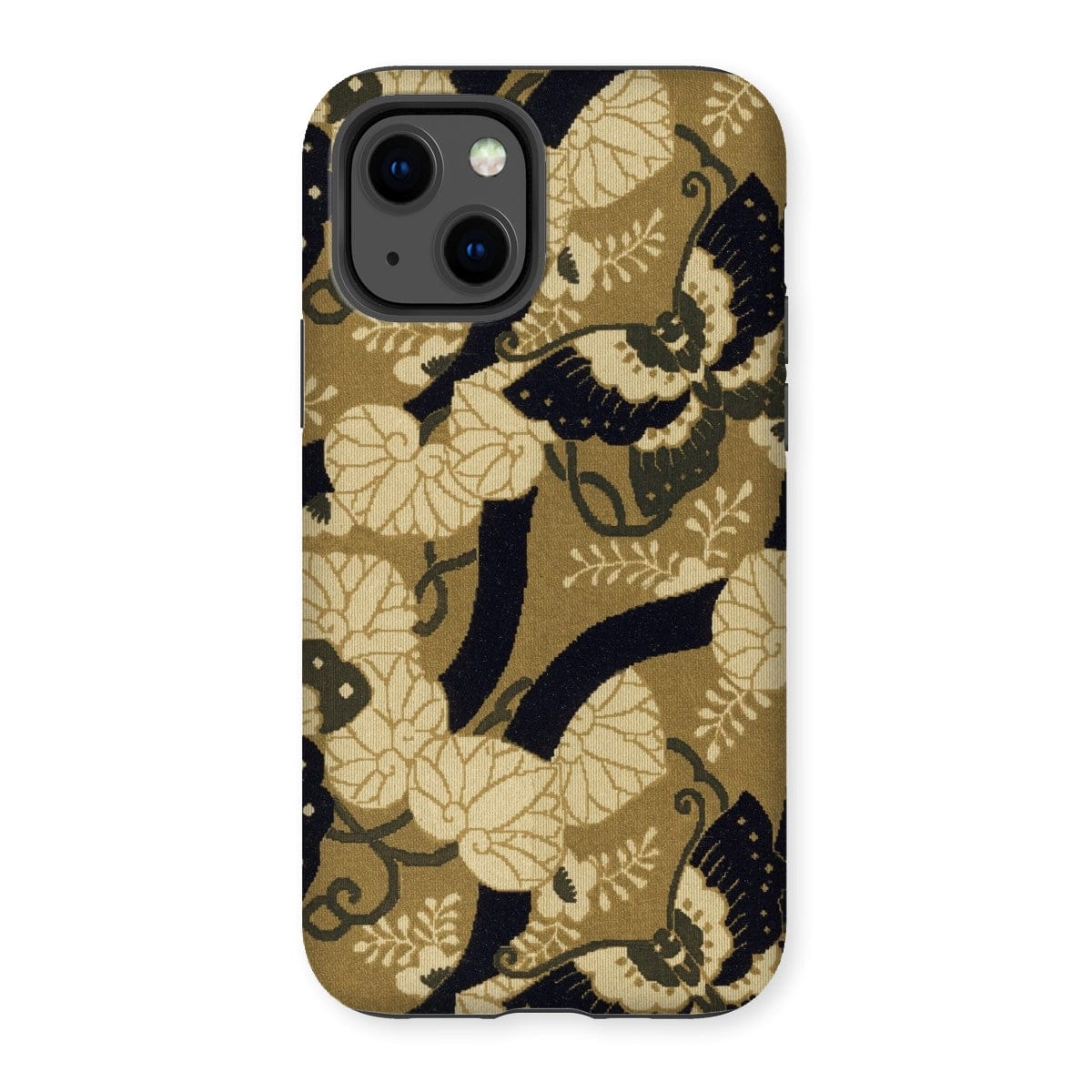 Casezest Mobile Phone Case for iPhone 13 / Gloss Japanese Butterfly Textile Design