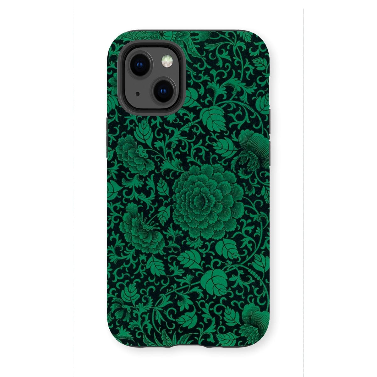 Casezest Mobile Phone Case for iPhone 13 Mini / Gloss Black Green Floral Design