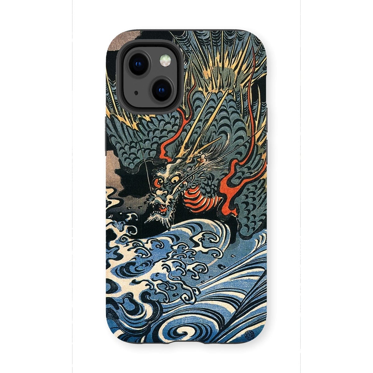 Casezest Mobile Phone Case for iPhone 13 Mini / Gloss Dragon Over Waves Design