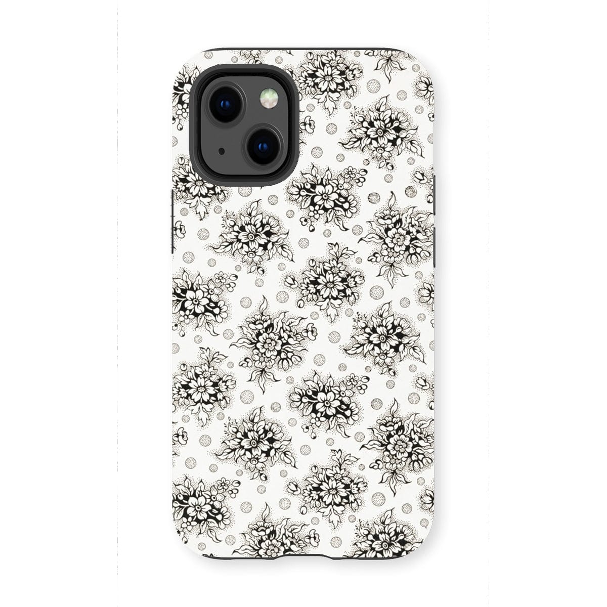 Casezest Mobile Phone Case for iPhone 13 Mini / Gloss Monochrome Floral Design