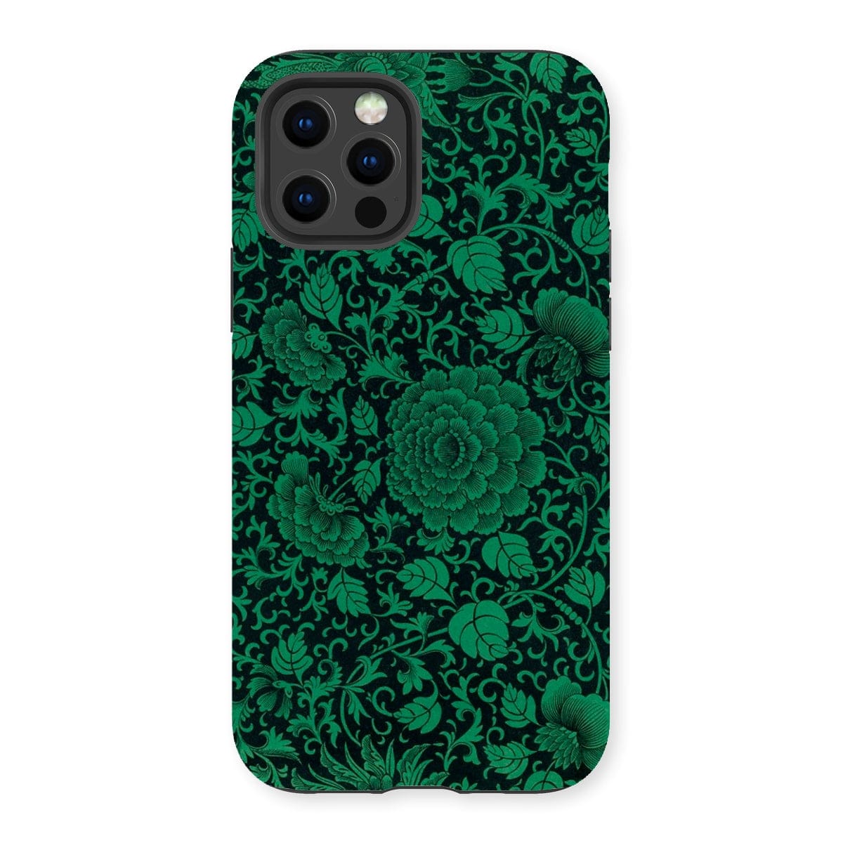 Casezest Mobile Phone Case for iPhone 13 Pro / Gloss Black Green Floral Design