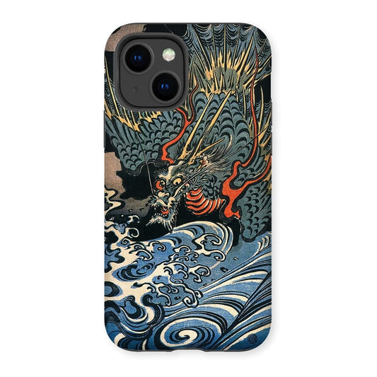 Casezest Mobile Phone Case for iPhone 14 / Gloss Dragon Over Waves Design