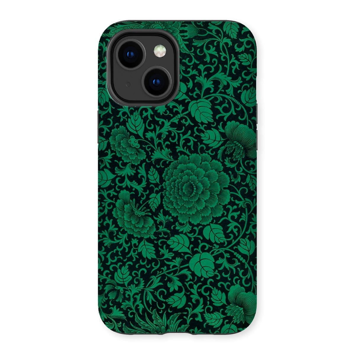 Casezest Mobile Phone Case for iPhone 14 Plus / Gloss Black Green Floral Design