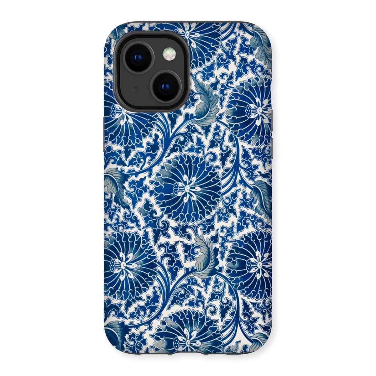 Casezest Mobile Phone Case for iPhone 14 Plus / Gloss Blue Ornamental Floral Design