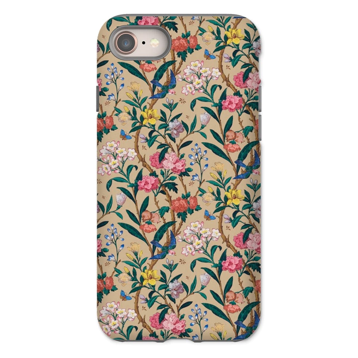 Casezest Mobile Phone Case for iPhone 8 / Gloss Birds and Butterflies Floral Design