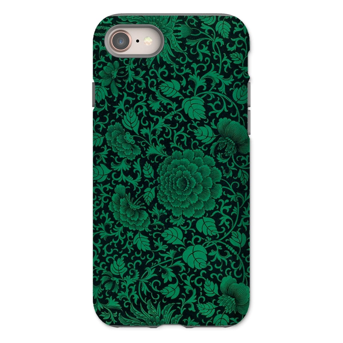 Casezest Mobile Phone Case for iPhone 8 / Gloss Black Green Floral Design