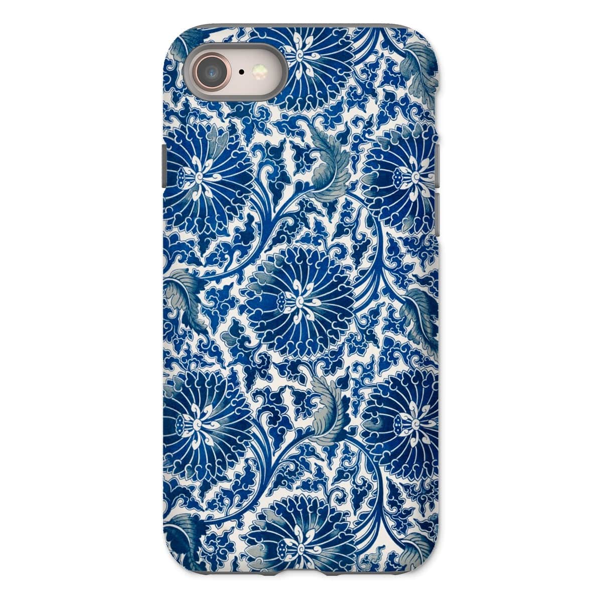 Casezest Mobile Phone Case for iPhone 8 / Gloss Blue Ornamental Floral Design