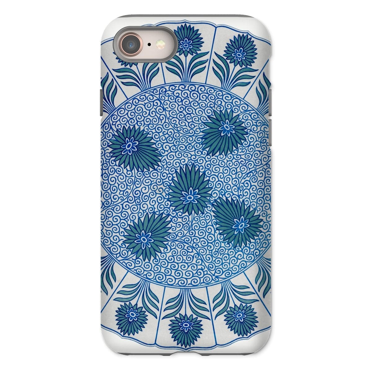 Casezest Mobile Phone Case for iPhone 8 / Gloss Circular Blue Botanical Design