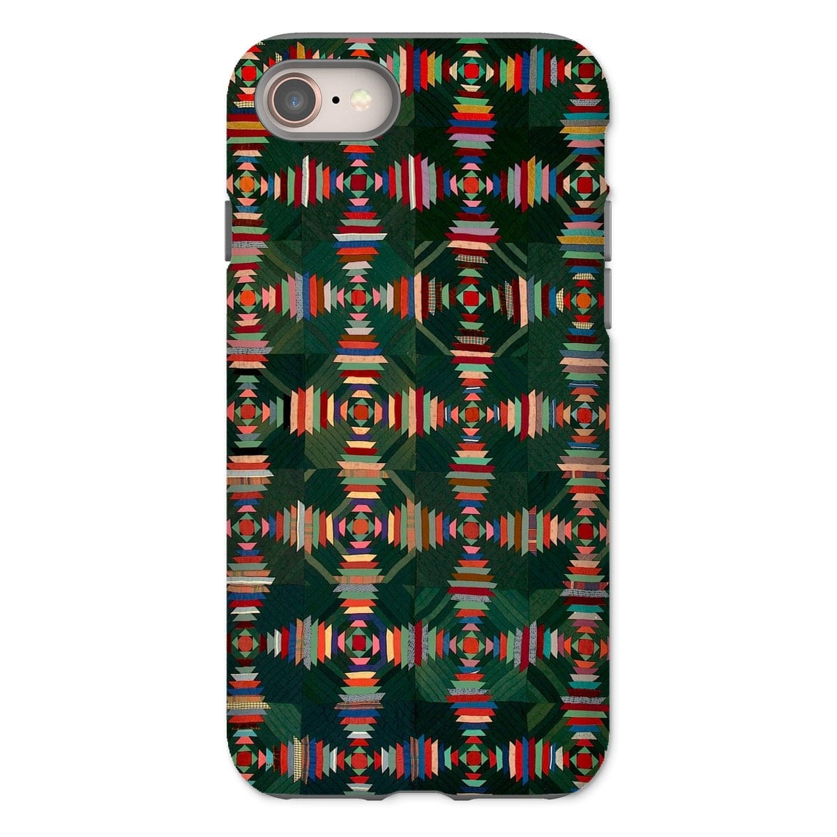 Casezest Mobile Phone Case for iPhone 8 / Gloss Green Woven Quilt Design