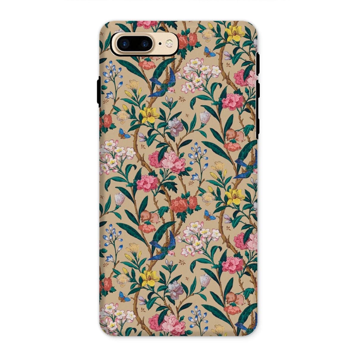 Casezest Mobile Phone Case for iPhone 8 Plus / Gloss Birds and Butterflies Floral Design