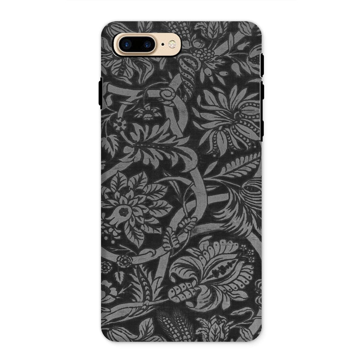 Casezest Mobile Phone Case for iPhone 8 Plus / Gloss Black Floral Design