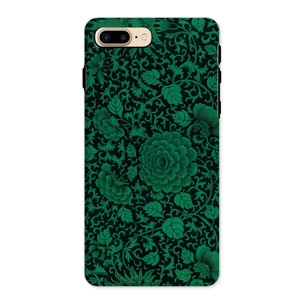 Casezest Mobile Phone Case for iPhone 8 Plus / Gloss Black Green Floral Design