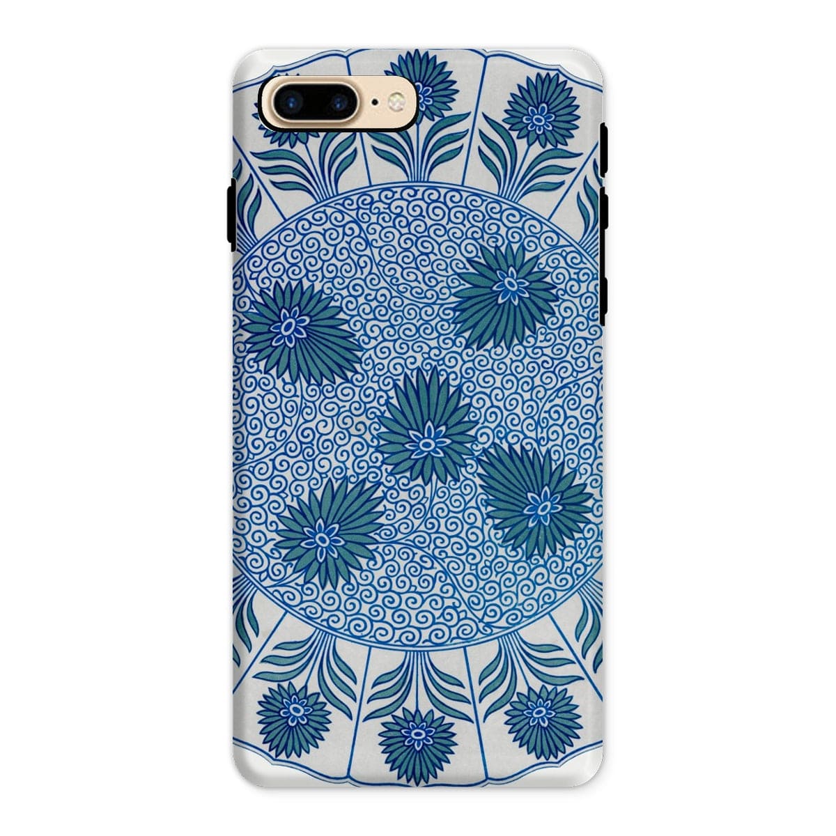 Casezest Mobile Phone Case for iPhone 8 Plus / Gloss Circular Blue Botanical Design