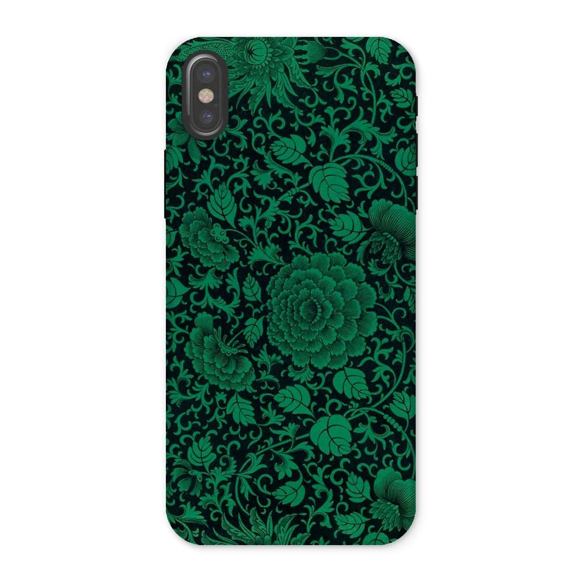 Casezest Mobile Phone Case for iPhone X / Gloss Black Green Floral Design