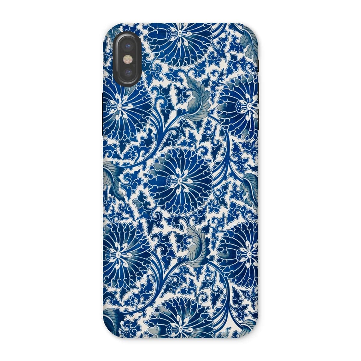 Casezest Mobile Phone Case for iPhone X / Gloss Blue Ornamental Floral Design