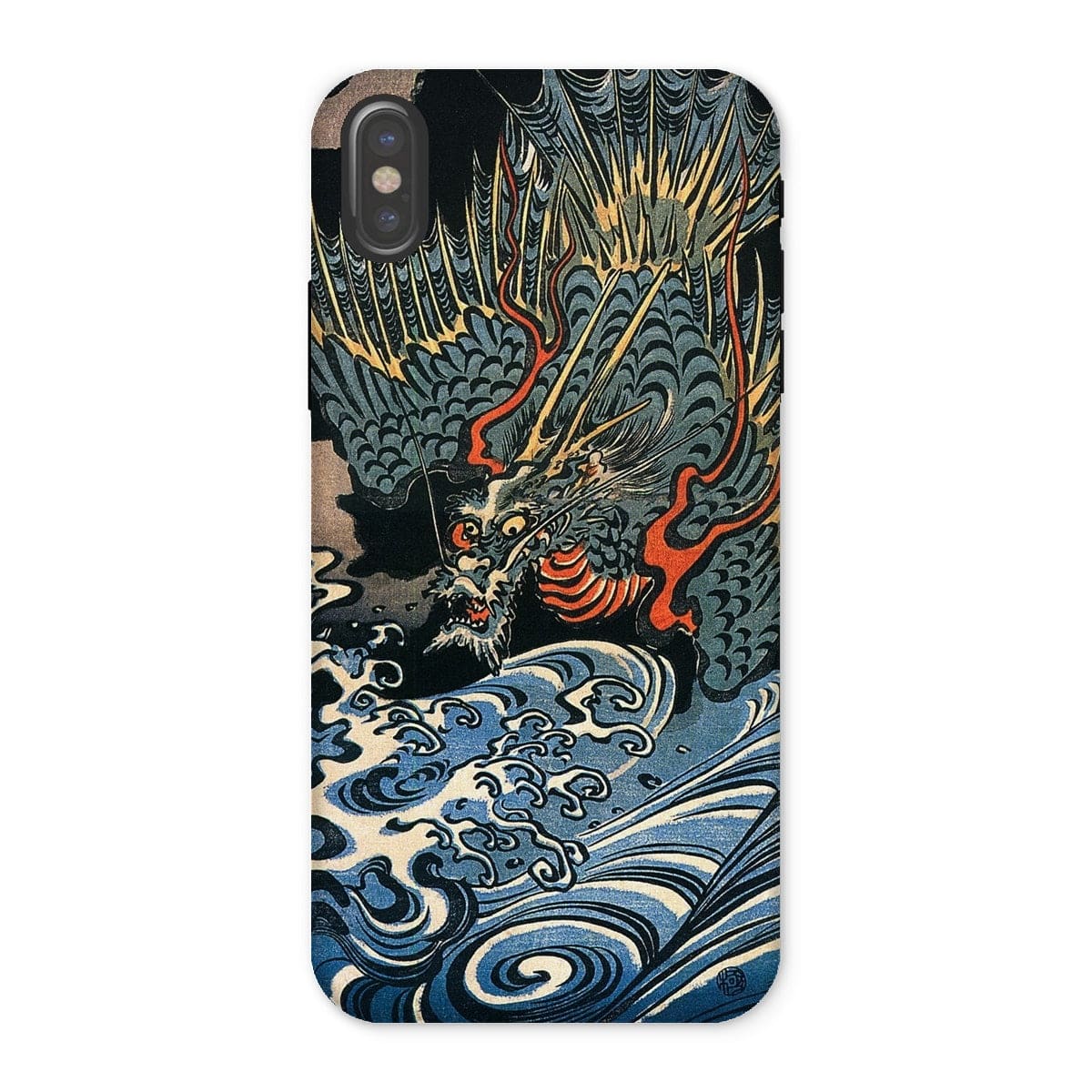 Casezest Mobile Phone Case for iPhone X / Gloss Dragon Over Waves Design