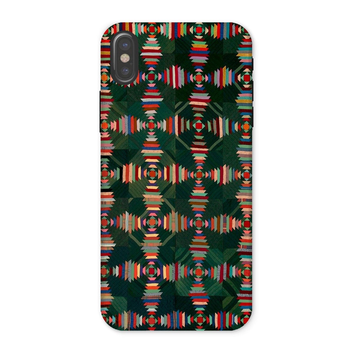 Casezest Mobile Phone Case for iPhone X / Gloss Green Woven Quilt Design