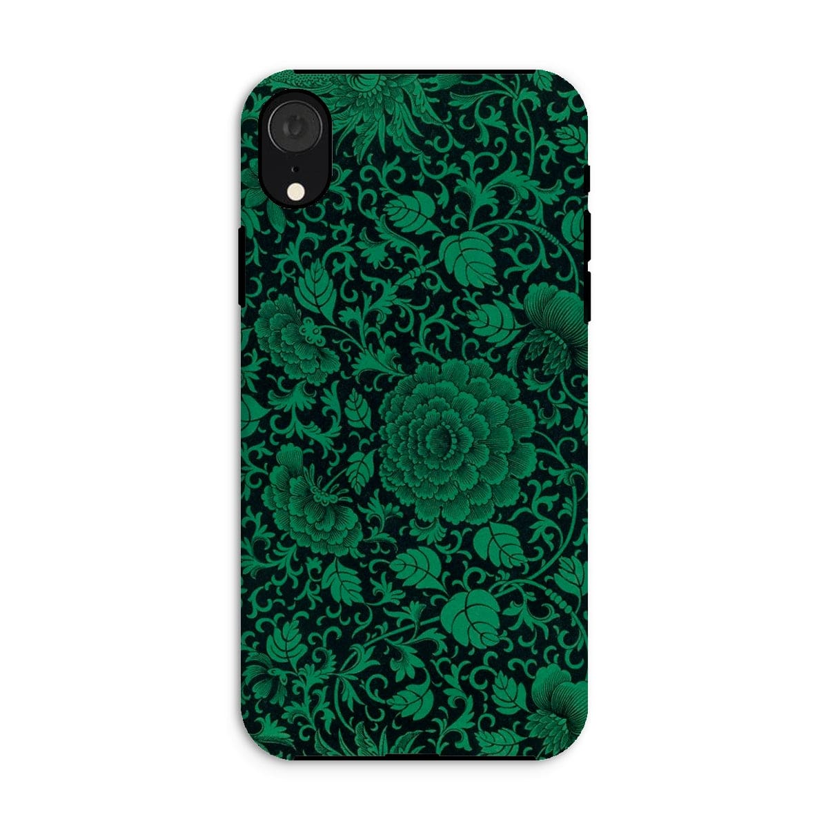 Casezest Mobile Phone Case for iPhone XR / Gloss Black Green Floral Design