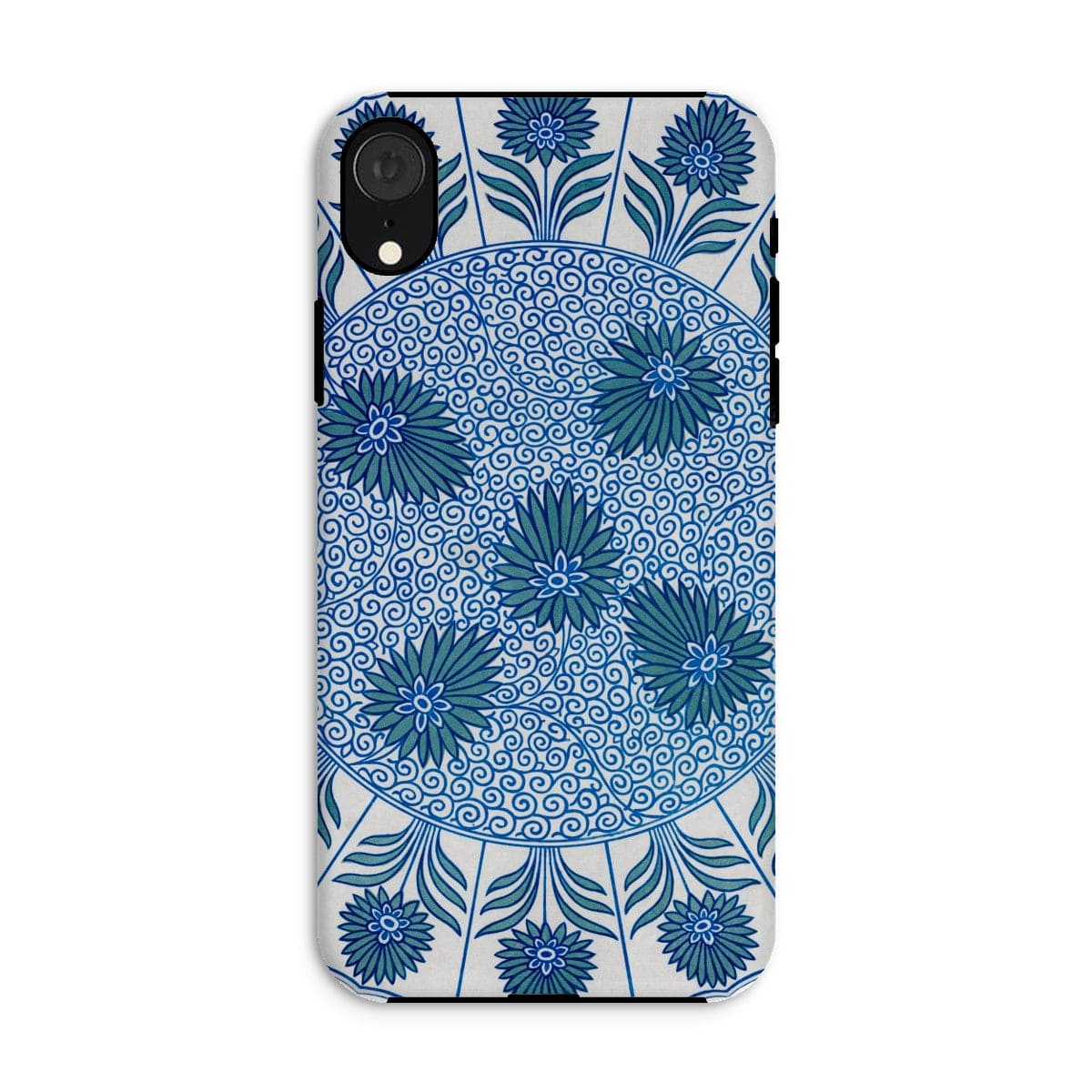 Casezest Mobile Phone Case for iPhone XR / Gloss Circular Blue Botanical Design