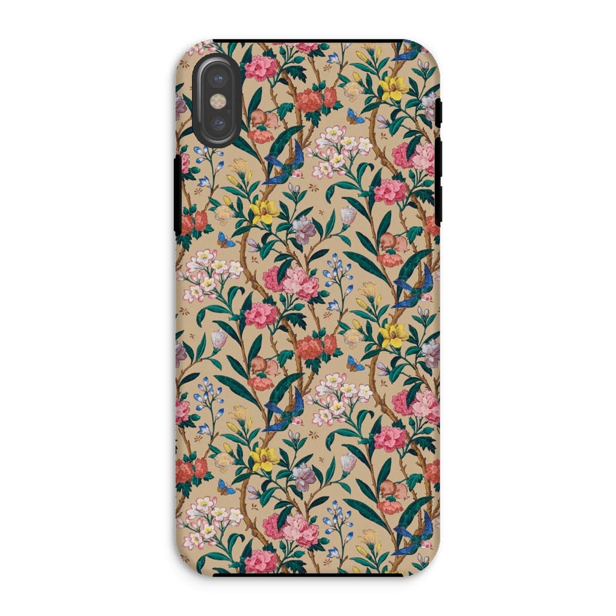 Casezest Mobile Phone Case for iPhone XS / Gloss Birds and Butterflies Floral Design