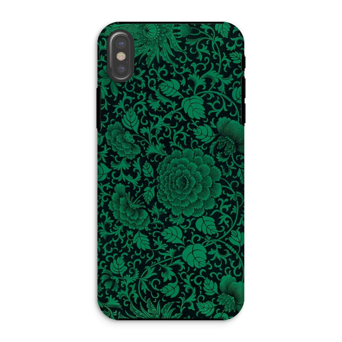 Casezest Mobile Phone Case for iPhone XS / Gloss Black Green Floral Design