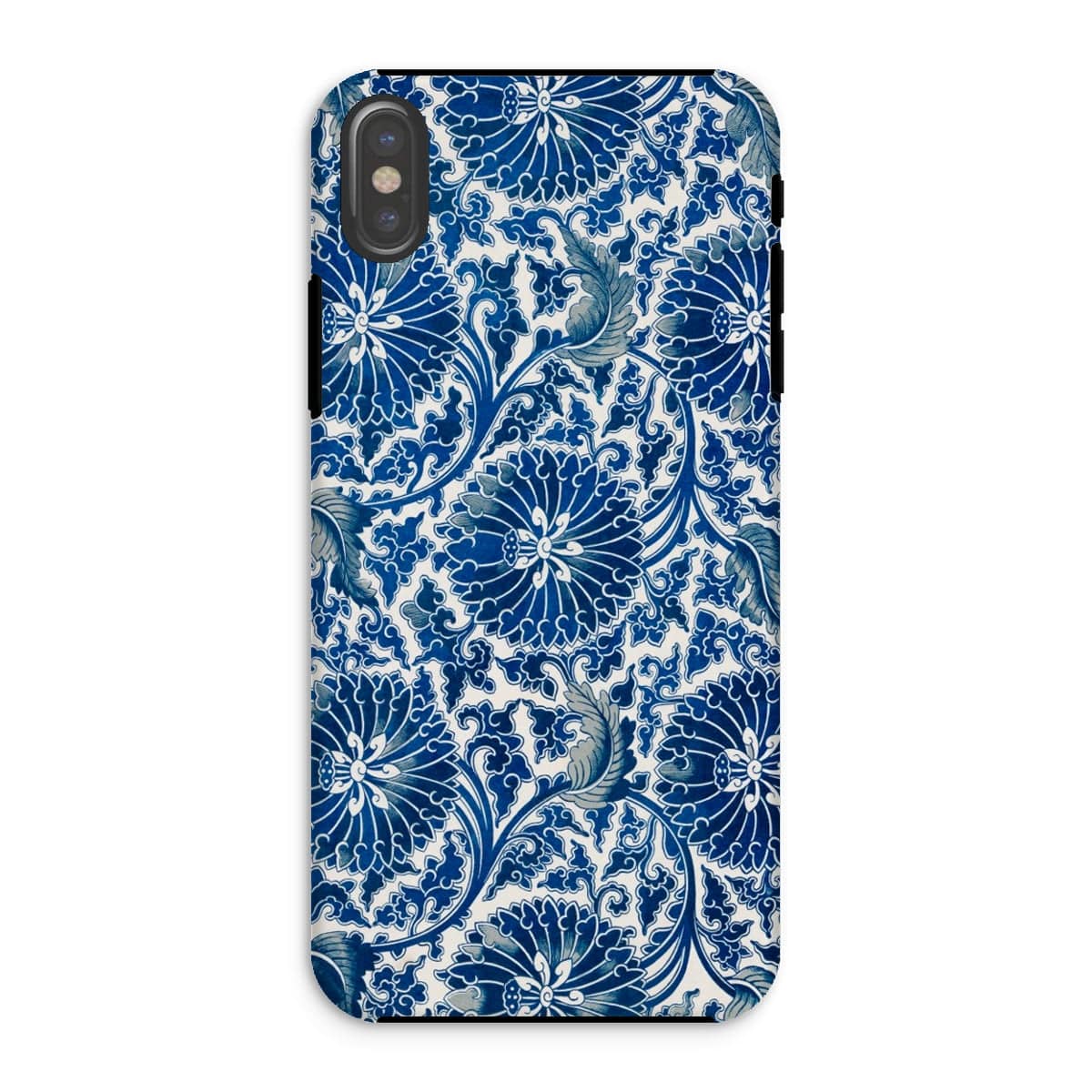 Casezest Mobile Phone Case for iPhone XS / Gloss Blue Ornamental Floral Design