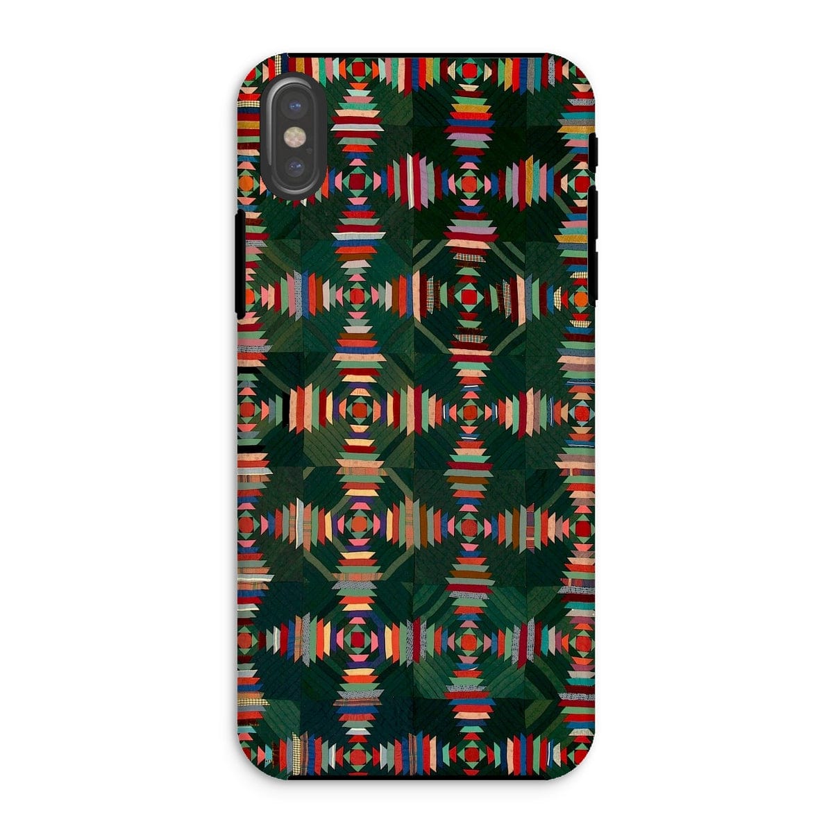 Casezest Mobile Phone Case for iPhone XS / Gloss Green Woven Quilt Design