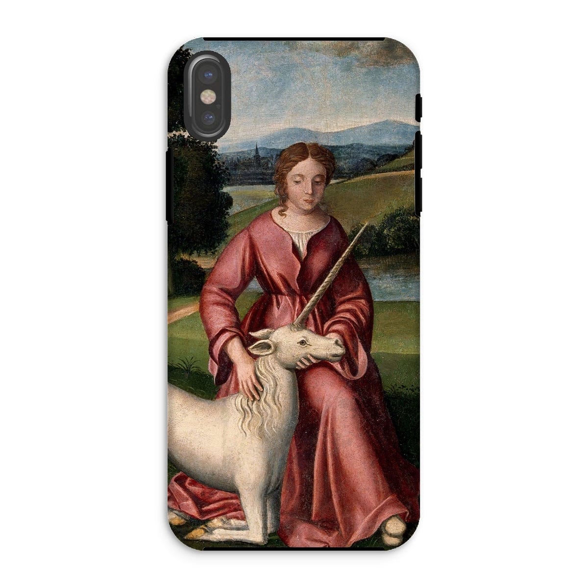 Casezest Mobile Phone Case for iPhone XS / Gloss Woman and Unicorn Design