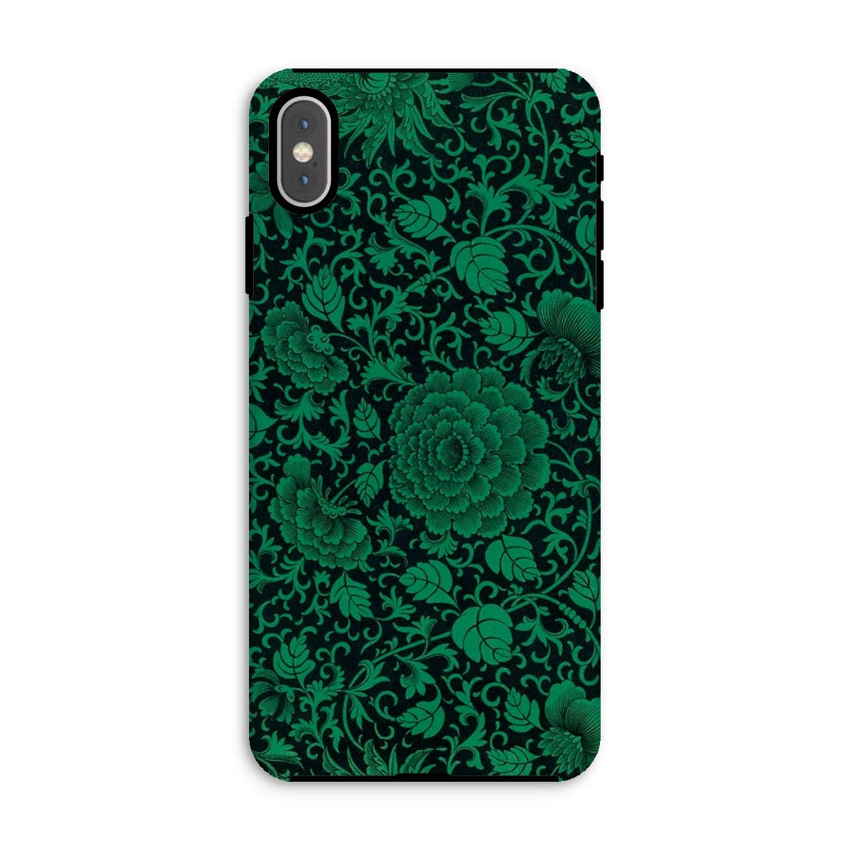 Casezest Mobile Phone Case for iPhone XS Max / Gloss Black Green Floral Design