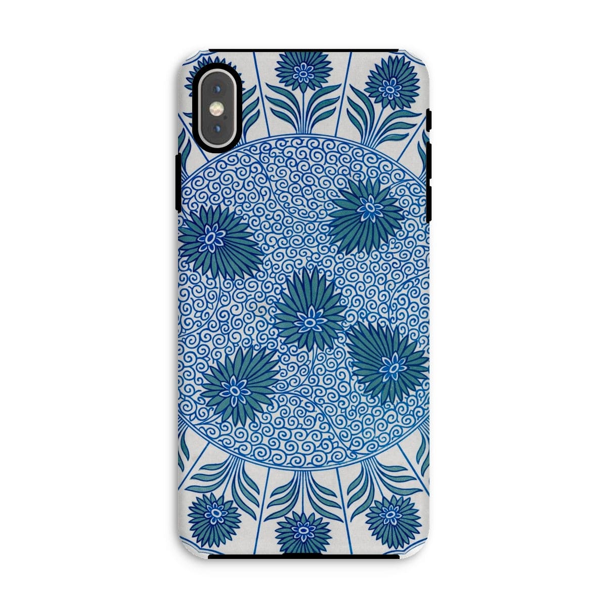 Casezest Mobile Phone Case for iPhone XS Max / Gloss Circular Blue Botanical Design