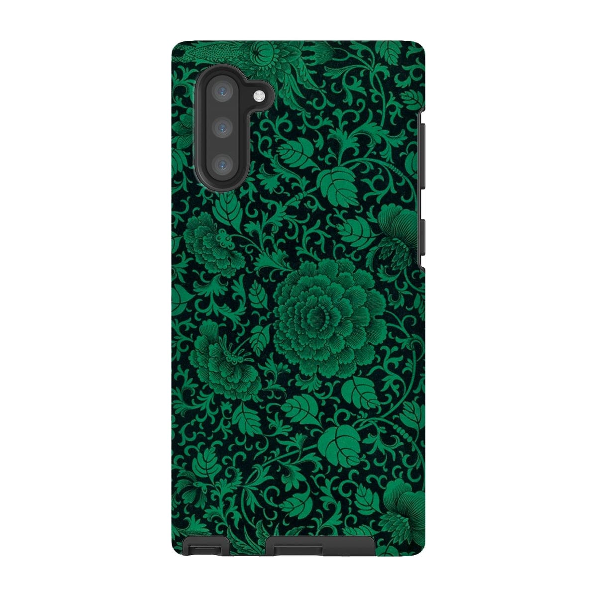 Casezest Mobile Phone Case for Samsung Galaxy Note 10 / Gloss Black Green Floral Design